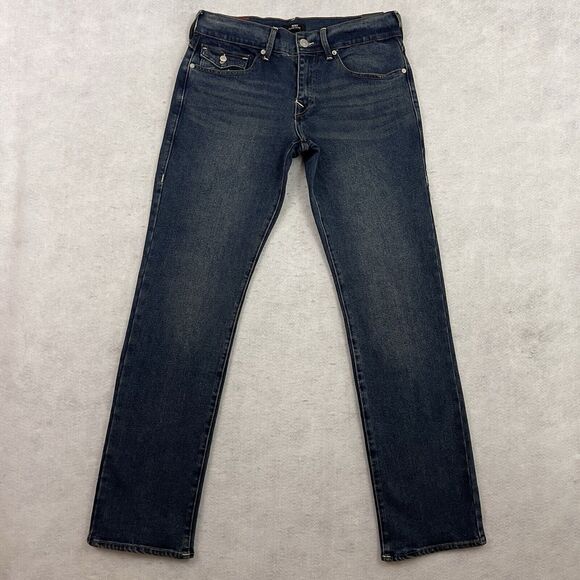 True Religion Ricky Big T Flap Relaxed Straight Jeans Mens Size 31X34 Blue Denim - Picture 3 of 16
